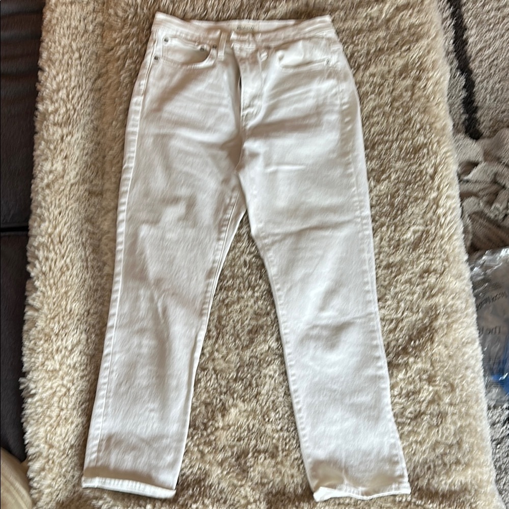 Madewell White Straight Leg Jeans High-Waisted slim boy